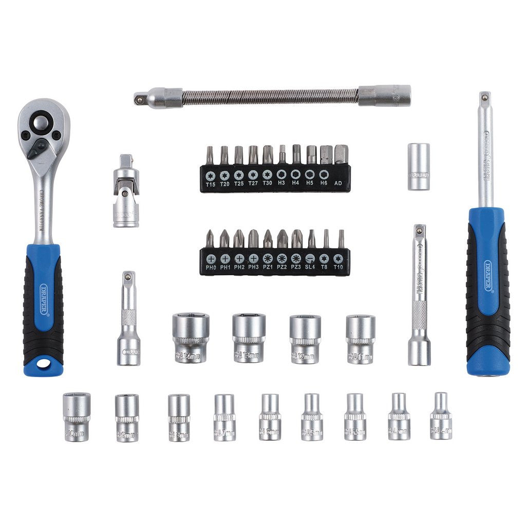 Draper HI-TORQ® Metric Socket and Bit Set, 1/4" Sq. Dr. (40 Piece) 24223