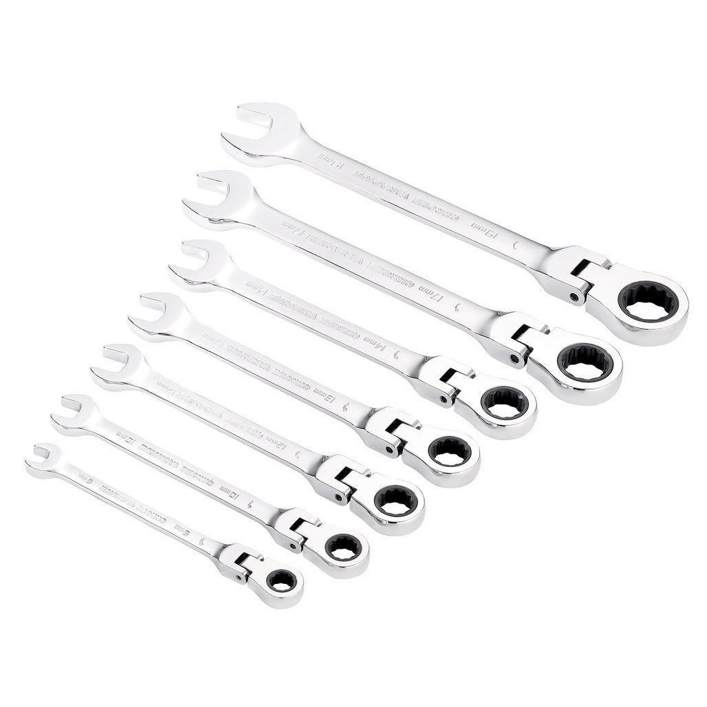 Draper HI-TORQ® Metric Flexible Head Ratcheting Combination Spanner Set (7 Piece) 25396
