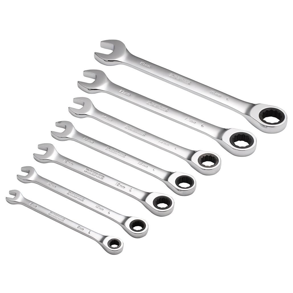 Draper HI-TORQ® Metric Ratcheting Combination Spanner Set (7 Piece) 25397