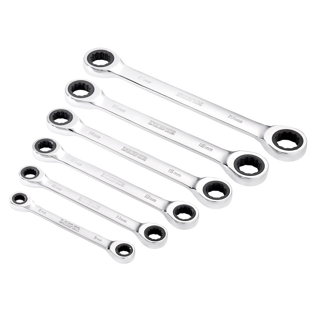 Draper HI-TORQ® Metric Double Ratchet Ring Spanner Set (6 Piece) 27741