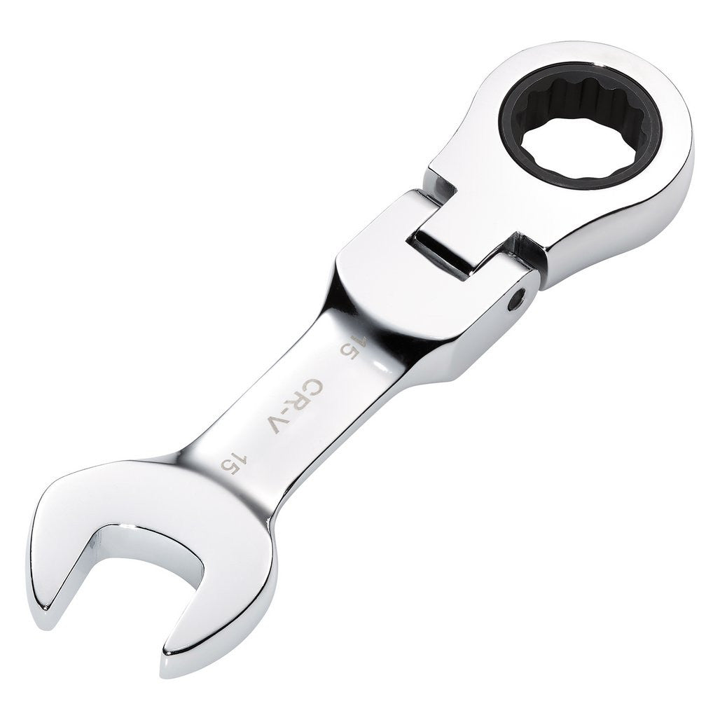 Draper HI-TORQ® Metric Stubby Flexible Head Ratchet Combination Spanner, 15mm 27973