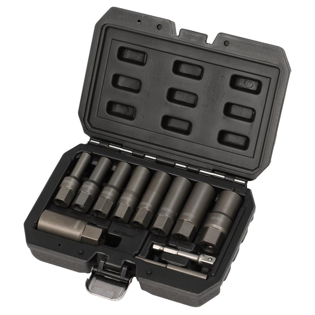 Draper Spiral Type Deep Bolt Extractor Set, 3/8" Sq. Dr. (11 Piece) 28197