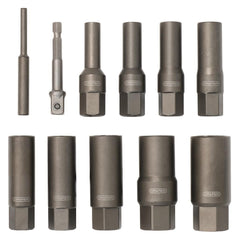 Draper Spiral Type Deep Bolt Extractor Set, 3/8" Sq. Dr. (11 Piece) 28197