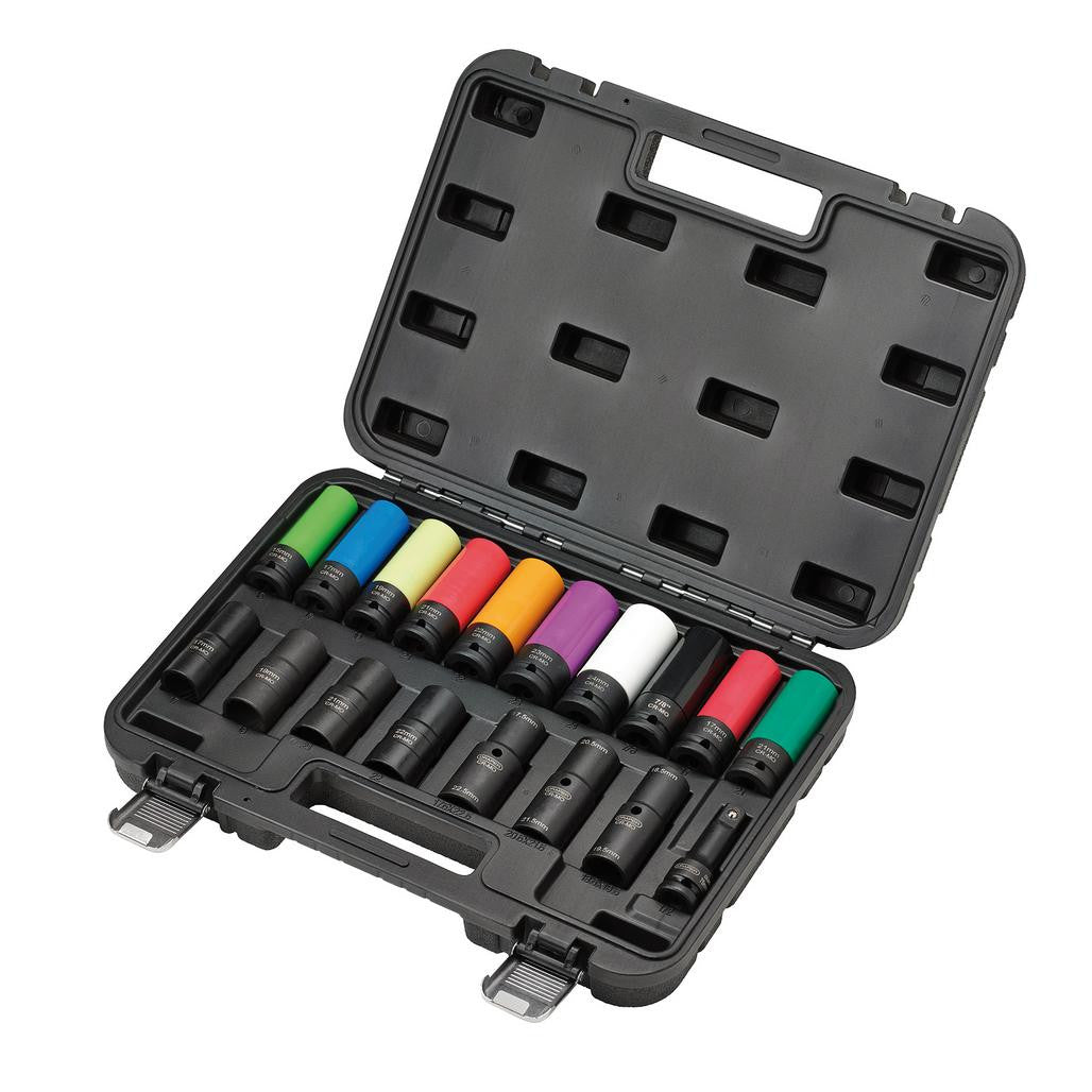 Draper Wheel Nut Socket Set, 1/2" Sq. Dr. (18 Piece) 28198