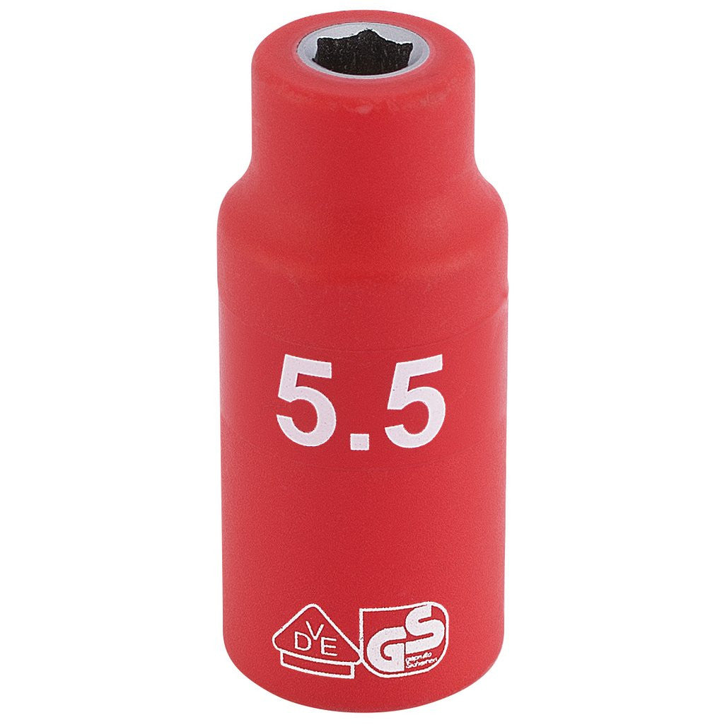 Draper Expert Fully Insulated VDE Socket, 1/4" Sq. Dr., 5.5mm 31237