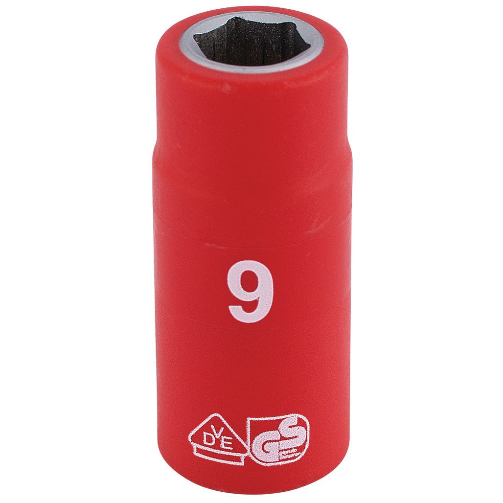 Draper Expert Fully Insulated VDE Socket, 1/4" Sq. Dr., 9mm 31469
