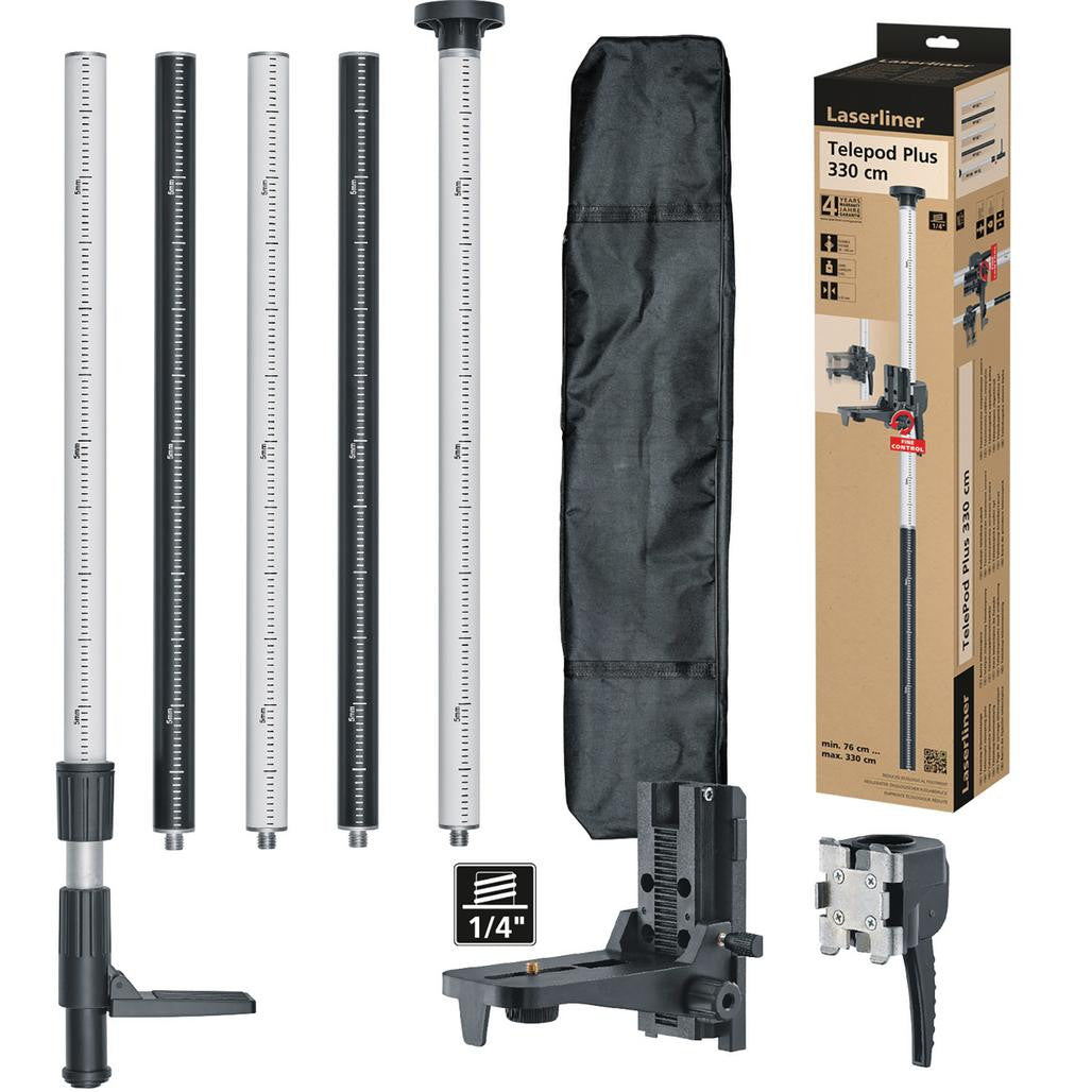 Draper Laserliner 090.122E TelePod Plus Telescopic Tripod, 330cm 32179