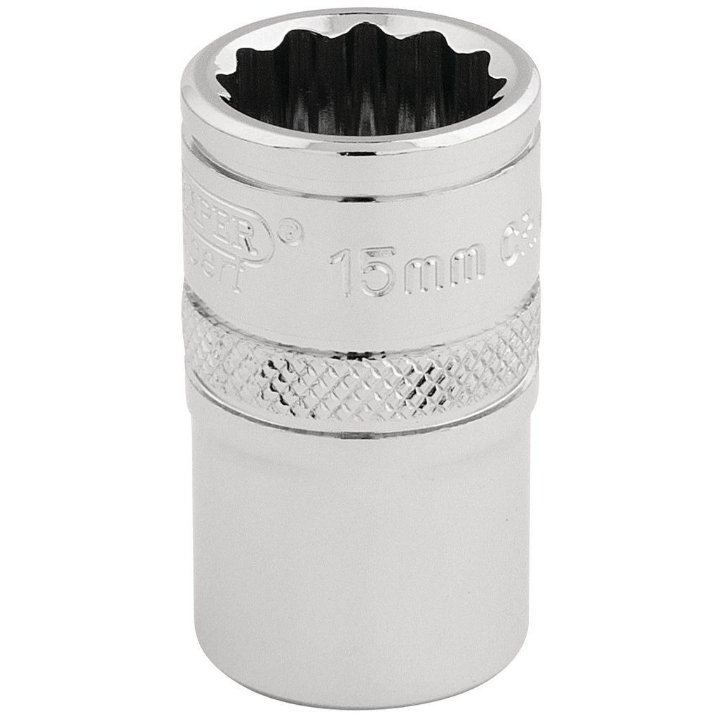Draper Expert HI-TORQ® 12 Point Socket, 1/2" Sq. Dr., 15mm 33136
