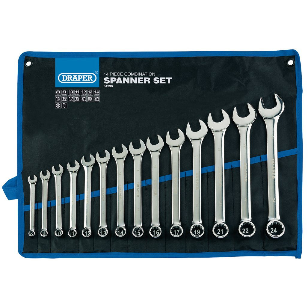 Draper HI-TORQ® Metric Combination Spanner Set (14 Piece) 34236
