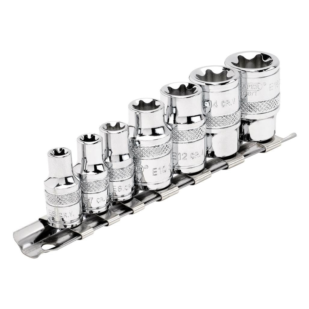 Draper Expert TX-STAR® Socket Set, 1/4" and 3/8" Sq. Dr. (7 Piece) 34412