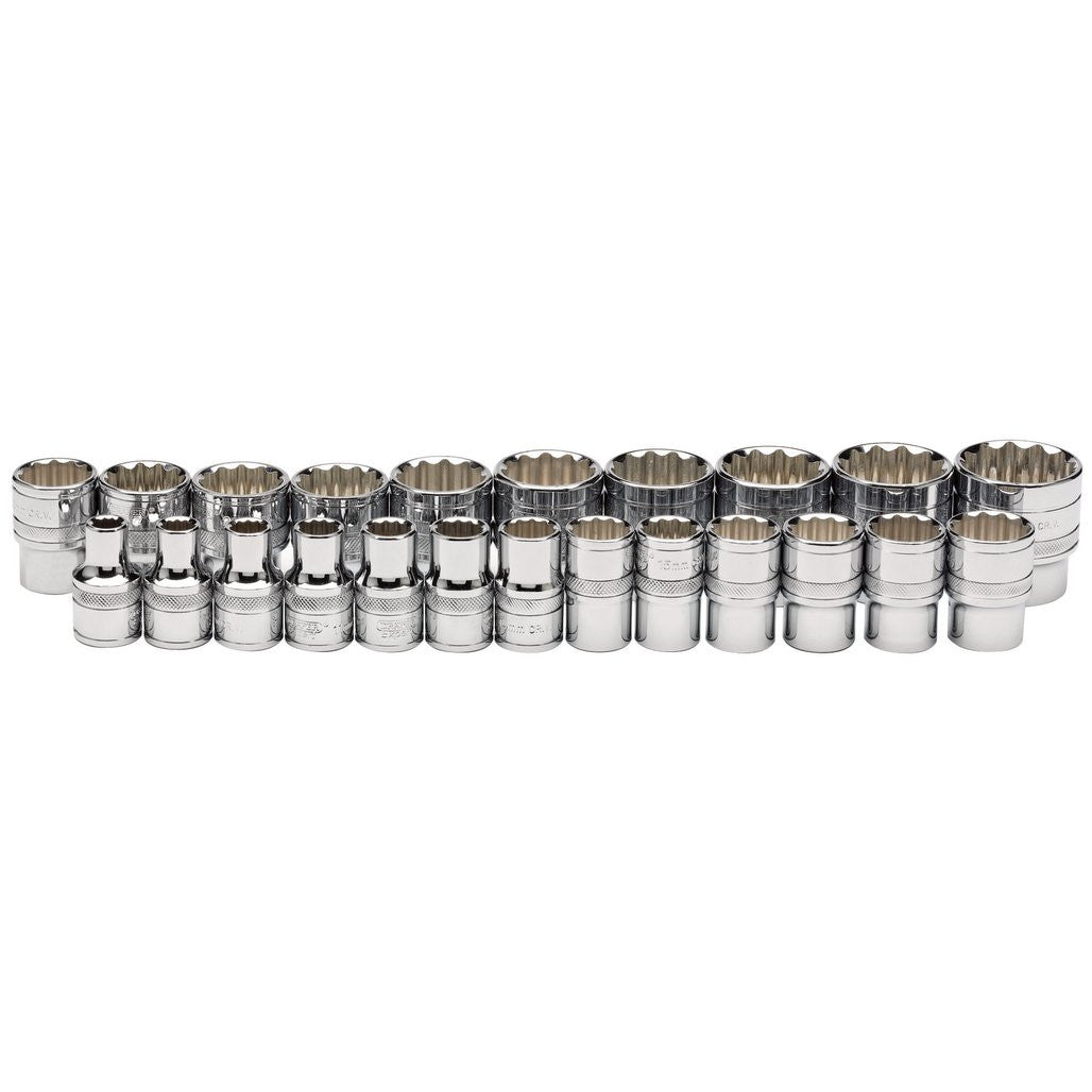 Draper Expert Loose Metric Socket Set, 1/2" Sq. Dr., Polished Chrome (23 Piece) 34561