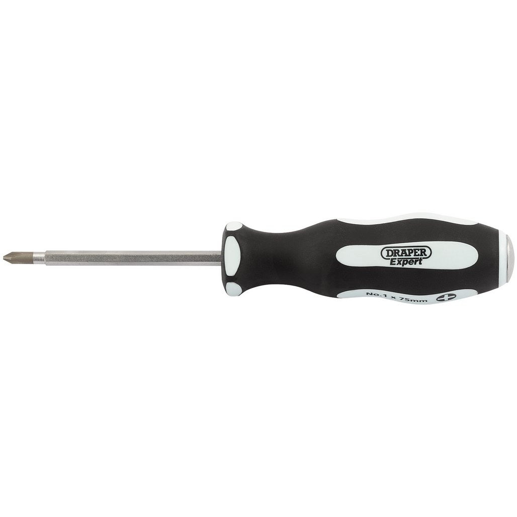 Draper Expert 'Pound Thru' Cross Slot Soft Grip Screwdriver, No.1 x 75mm 35210