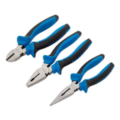 Draper Soft Grip Pliers Set, 160mm, Blue (3 Piece) 45864