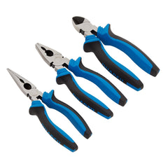 Draper Soft Grip Pliers Set, 160mm, Blue (3 Piece) 45864