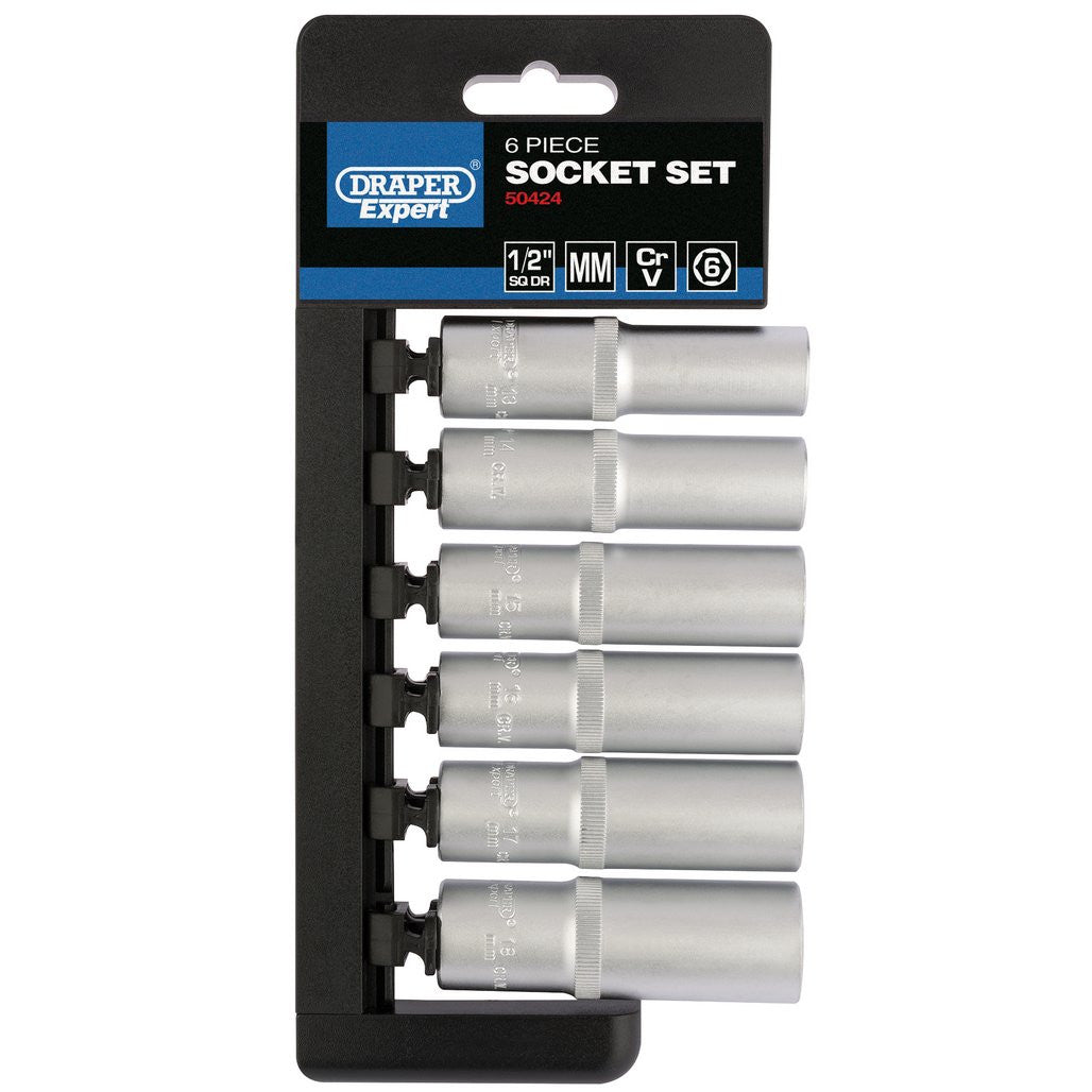 Draper Expert Metric Deep Socket Set, 1/2" Sq. Dr. (6 Piece) 50424