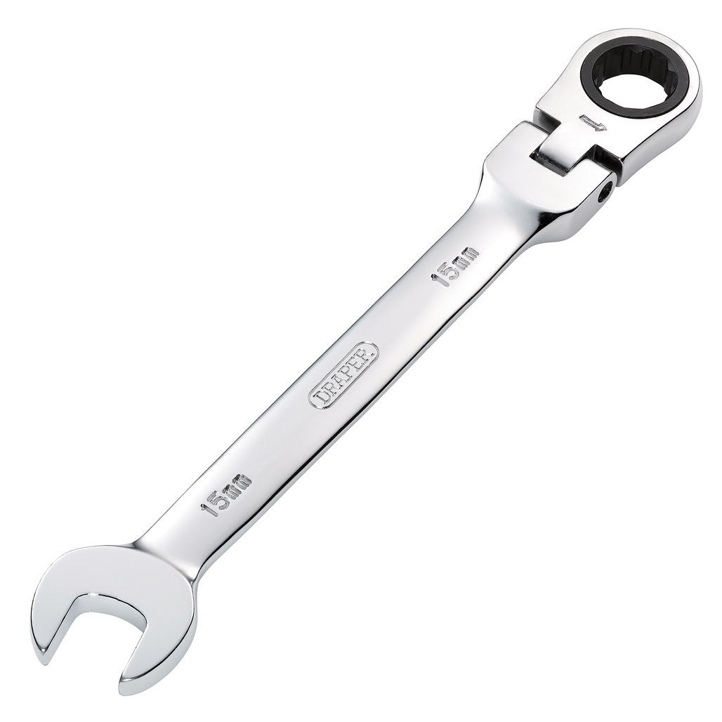 Draper HI-TORQ® Metric Flexible Head Ratcheting Combination Spanner, 15mm 52017