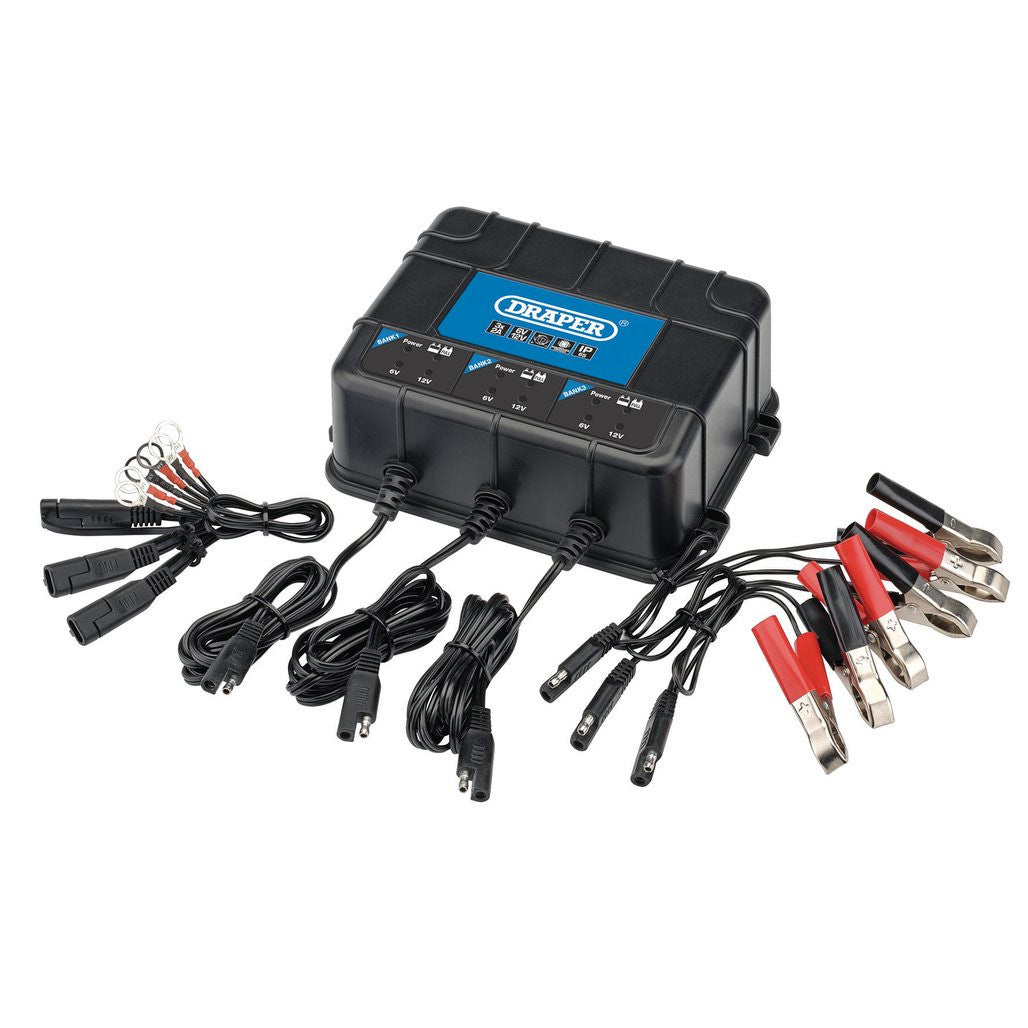 Draper 6/12V 3 Bank Charger Station 53172