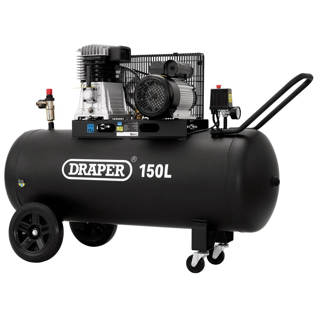 Draper 150L Belt-Driven Air Compressor, 2.2kW/3hp 55305