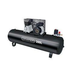 Draper 230V 200L Stationary Belt-Driven Air Compressor, 2.2kW/3HP 55313