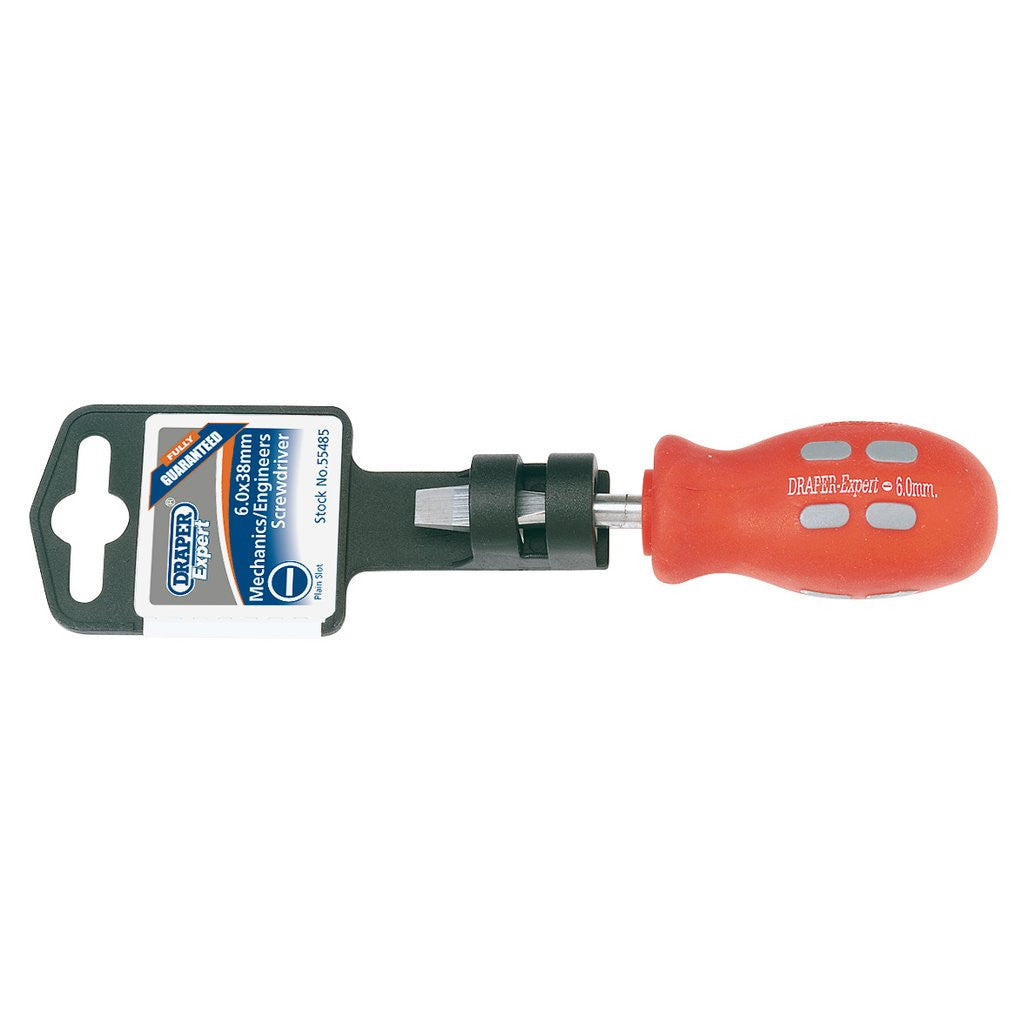 Draper Expert Plain Slot Flared Tip Mechanics Screwdriver, 6 x 38mm 55485