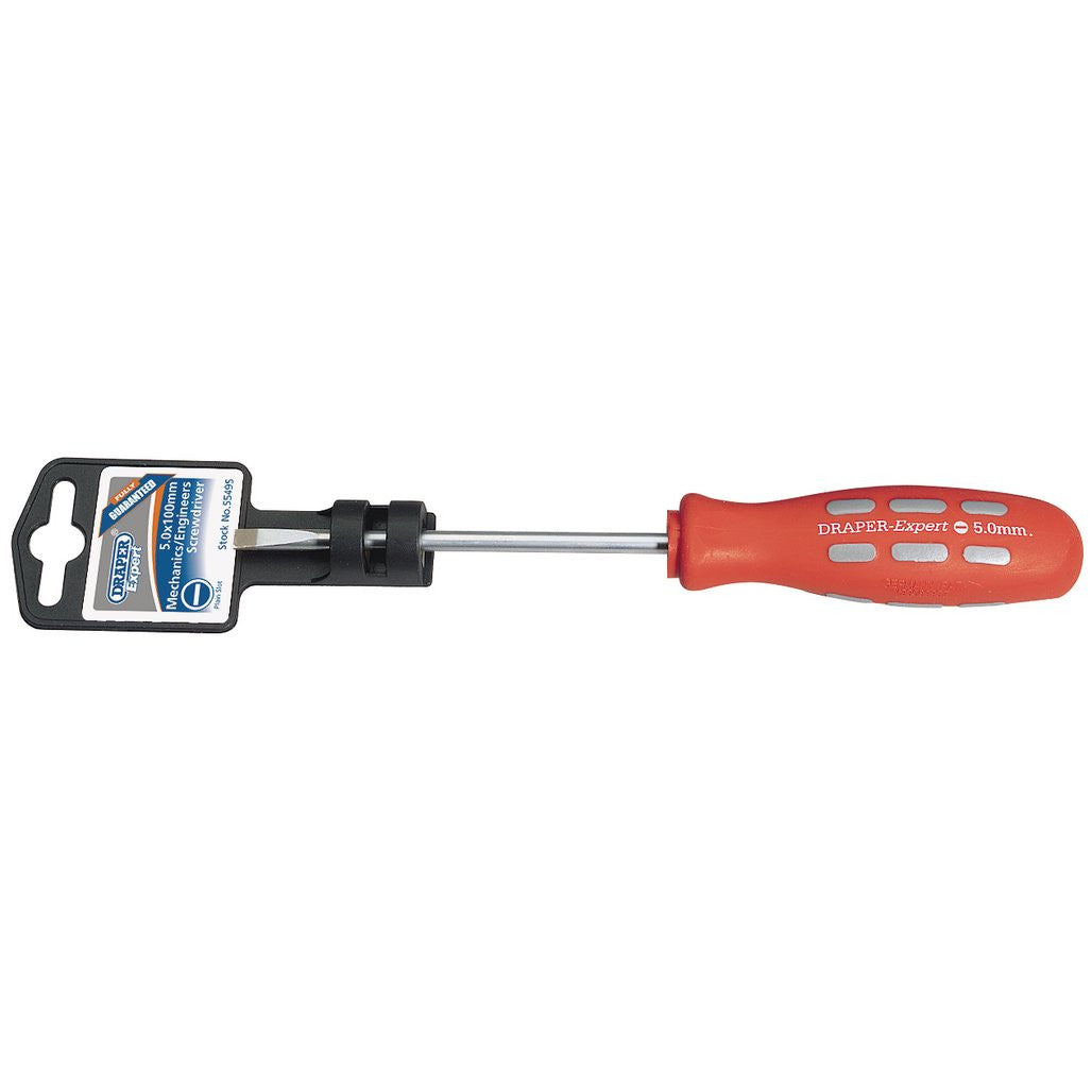 Draper Expert Plain Slot Parallel Tip Mechanics Screwdriver, 5 x 100mm 55495
