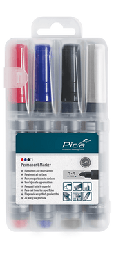 Pica Classic Bullet Point-Pen 4pk Colours Red Blue Black White - 52-4