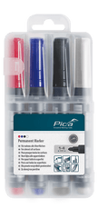 Pica Classic Bullet Point-Pen 4pk Colours Red Blue Black White - 52-4