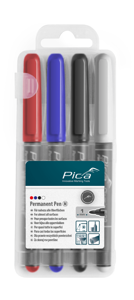 Pica Classic Medium Point-Pen 4pk Colours (Red, Blue, Black & White) - 534-4