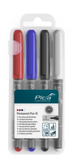 Pica Classic Medium Point-Pen 4pk Colours (Red, Blue, Black & White) - 534-4