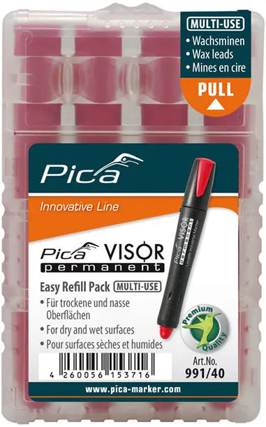 Pica Visor Refill Pack for Industrial Permanent Marker - Red - 991-4