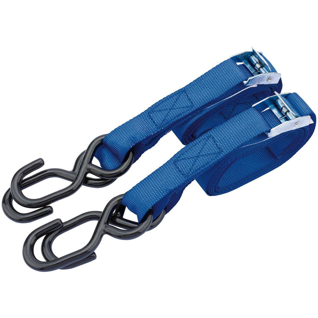 Draper Ratcheting Tie Down Straps, 2.5m x 25mm, 125kg (2 Piece) 60962