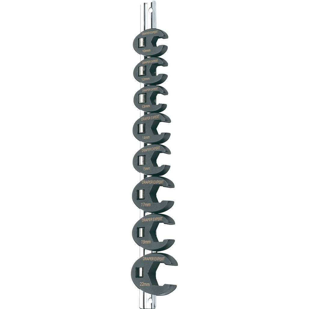Draper Expert Metric Crow Foot Spanner Set on a Metal Rail, 3/8" Sq. Dr. (8 Piece) 61034