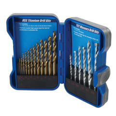 Silverline Titanium-Coated HSS & Masonry Drill Bit Set 19pce 633805