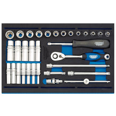 Draper Draper Expert Socket Set in 1/4 Drawer EVA Insert Tray, 1/4"(32 Piece)