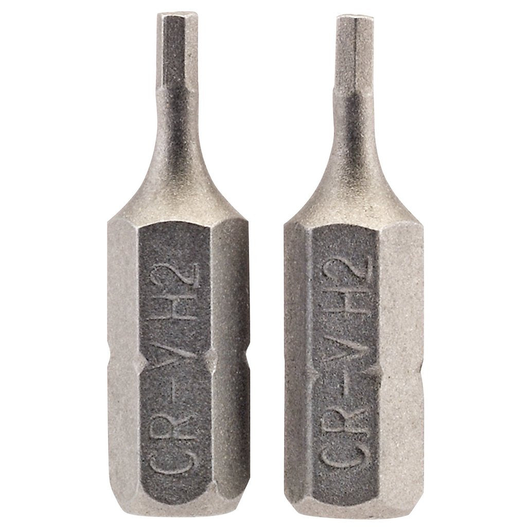 Draper Hexagonal Insert Bit, 2mm, 1/4" Hex, 25mm Long (Pack of 2) 63945