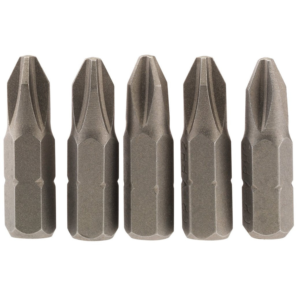 Draper Cross Slot Insert Bit, 1/4" Hex, 25mm Long, No.2 (Pack of 5) 64018