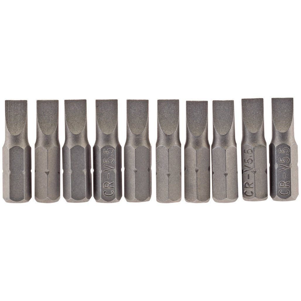 Draper Plain Slot Insert Bit, 5.5mm, 1/4" Hex, 25mm Long (Pack of 10) 64028