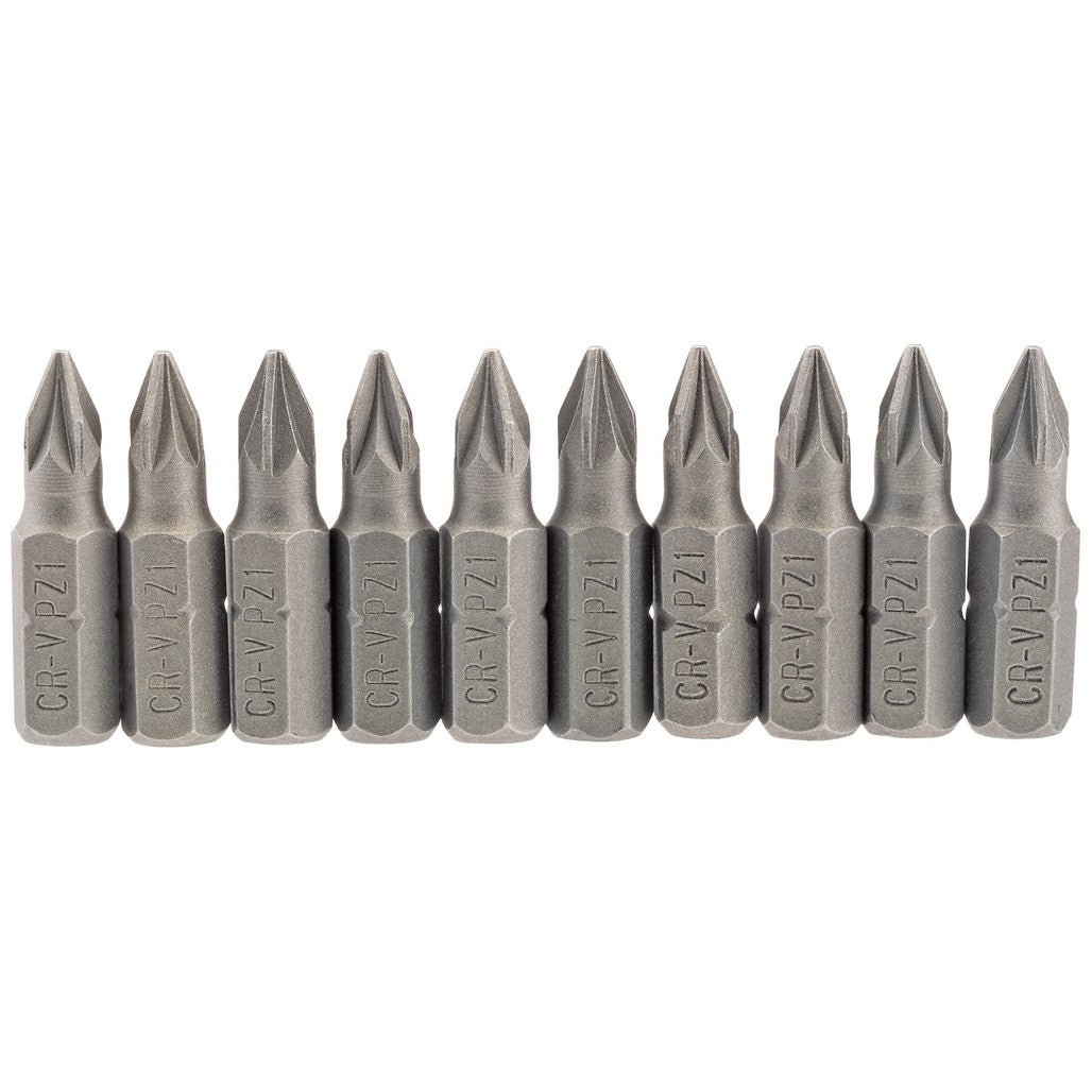 Draper PZ Type Insert Bit, 1/4" Hex, 25mm Long, No.1 (Pack of 10) 64047