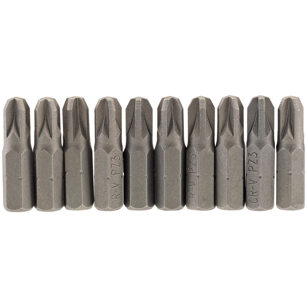 Draper PZ Type Insert Bit, 1/4" Hex, 25mm Long, No.3 (Pack of 10) 64057