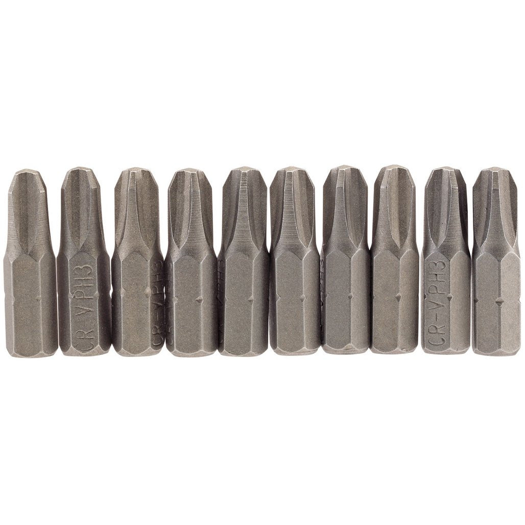 Draper Cross Slot Insert Bit, 1/4" Hex, 25mm Long, No.3 (Pack of 10) 64087
