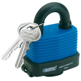 Draper Laminated Steel Padlock and 2 Keys with Hardened Steel Shackle and Bumper, 54mm 64178