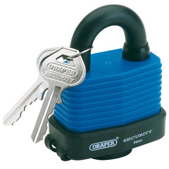 Draper Laminated Steel Padlock and 2 Keys with Hardened Steel Shackle and Bumper, 54mm 64178