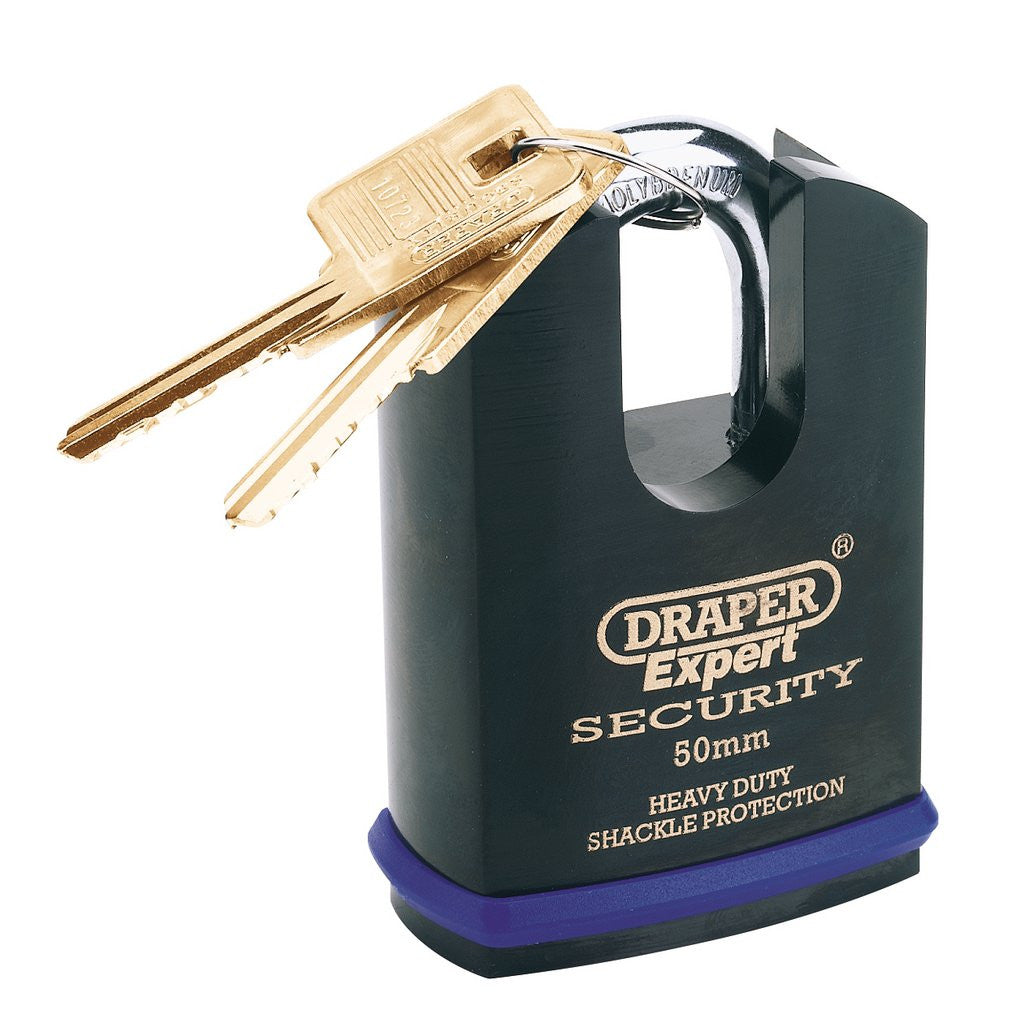 Draper Draper Expert Heavy Duty Padlock and 2 Keys with Shrouded Shackle, 50mm