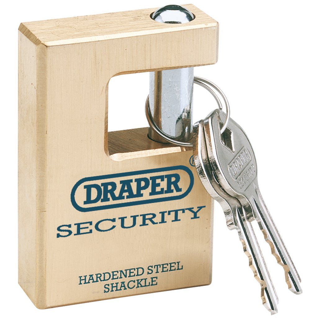 Draper Draper Expert Close Shackle Solid Brass Padlock with Hardened Steel Shackle, 2 Keys, 63mm