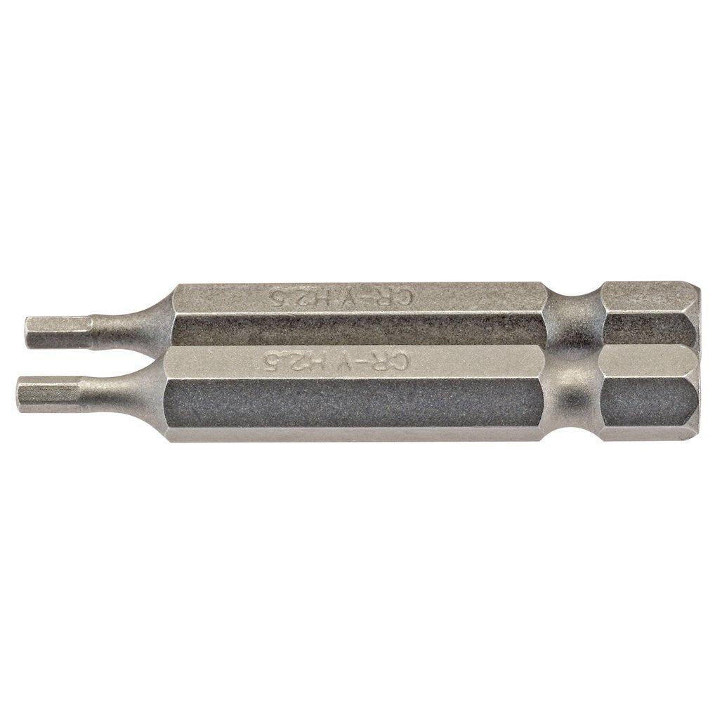 Draper Hexagonal Insert Bit, 2.5mm, 1/4" Hex, 50mm Long (Pack of 2) 64246
