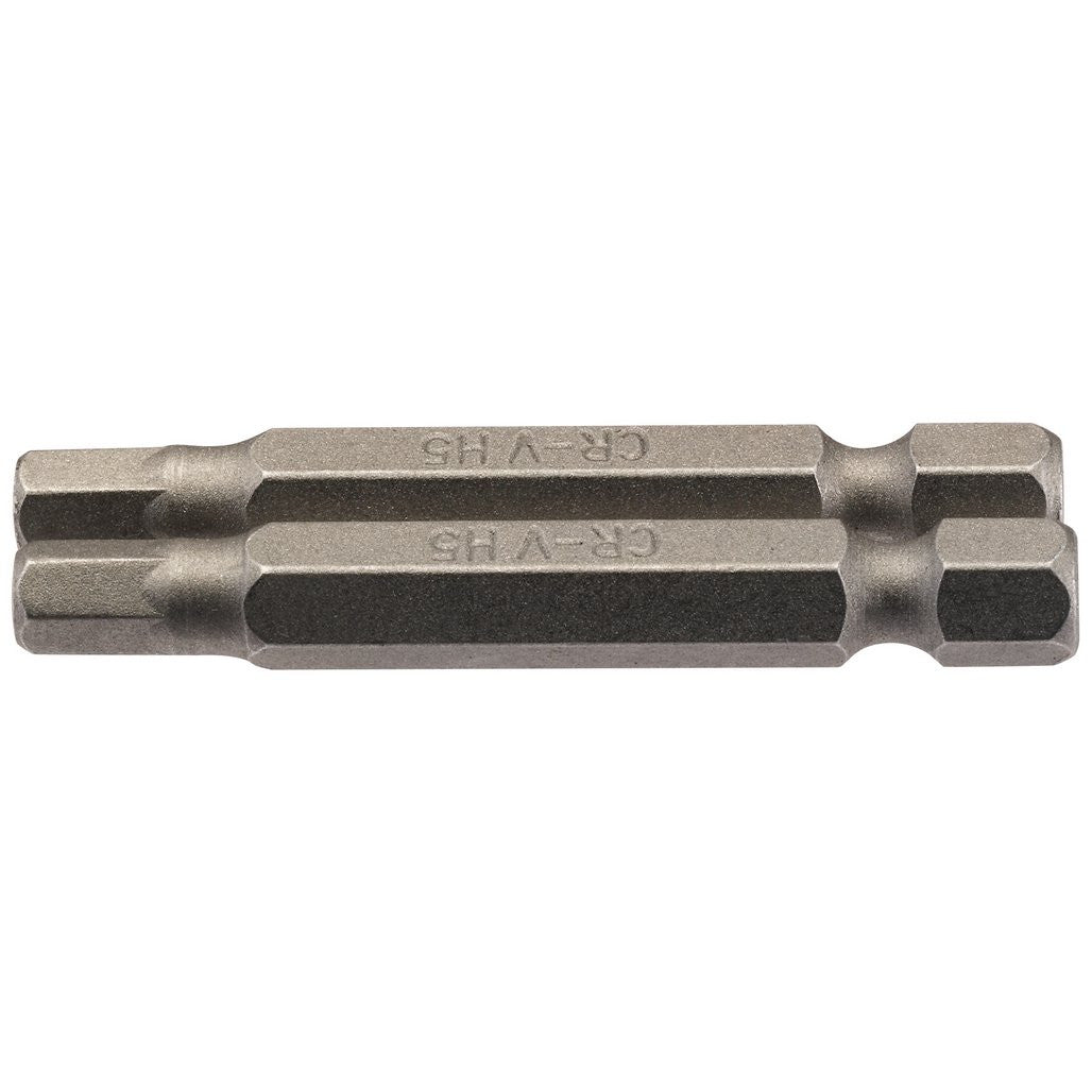 Draper Hexagonal Insert Bit, 5mm, 1/4" Hex, 50mm Long (Pack of 2) 64255