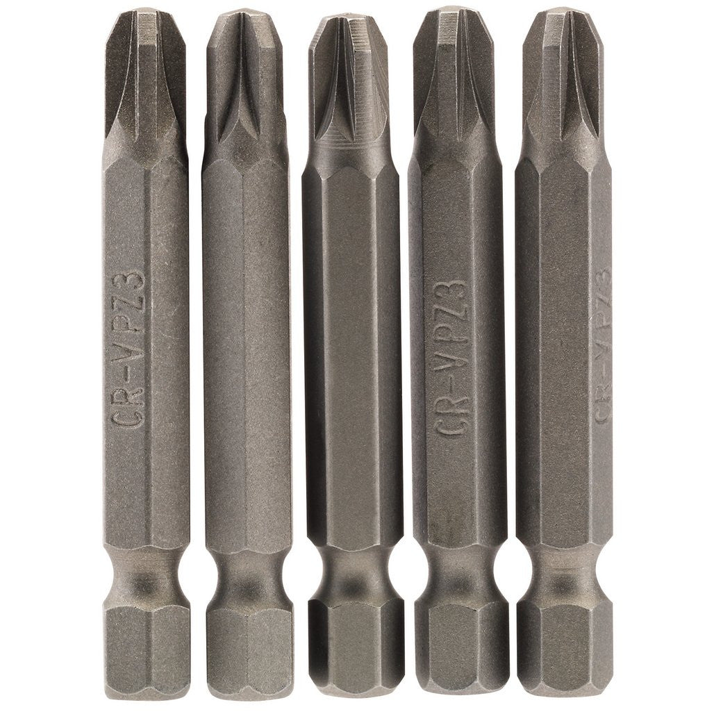Draper PZ Type Insert Bit, 1/4" Hex, 50mm Long, No.3 (Pack of 5) 64286