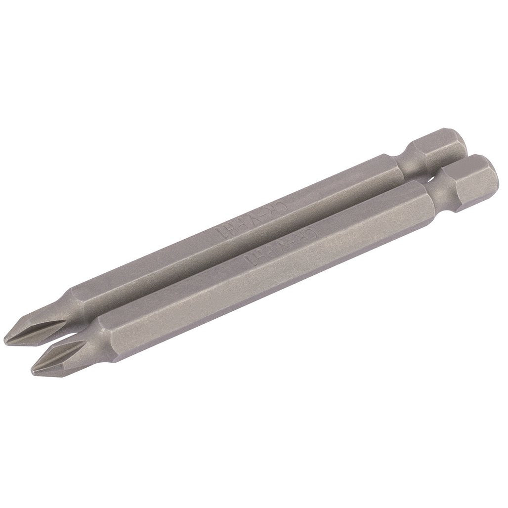 Draper Cross Slot Insert Bit, 1/4" Hex, 75mm Long, No.1 (Pack of 2) 64314