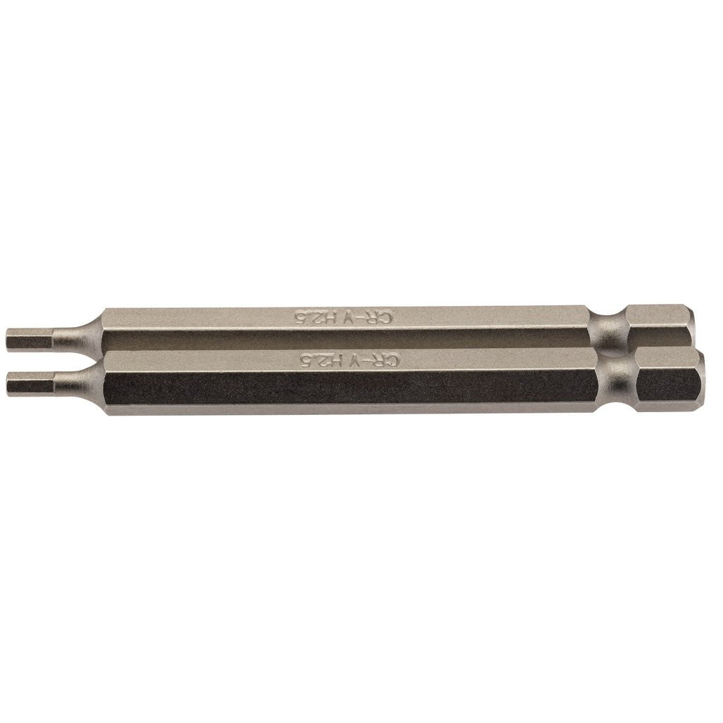Draper Hexagonal Insert Bit, 2.5mm, 1/4" Hex, 75mm Long (Pack of 2) 64319