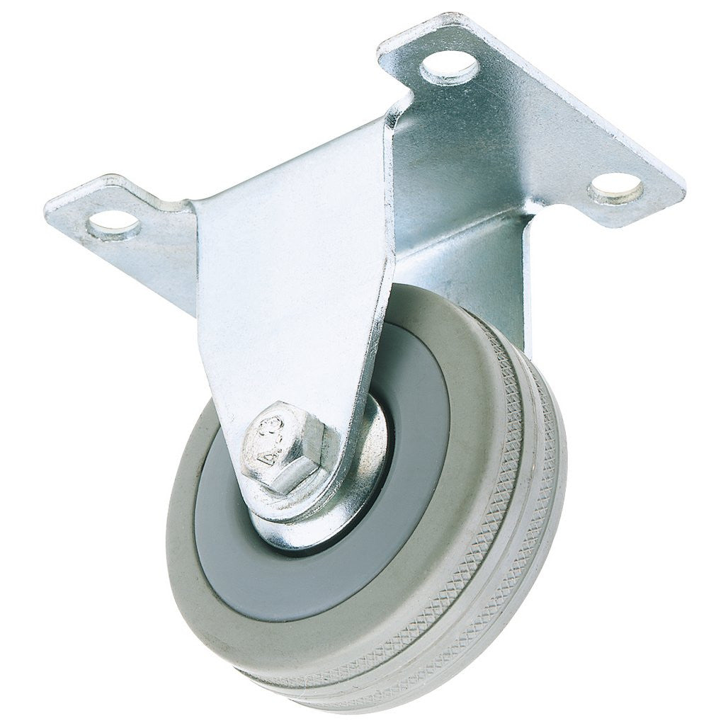 Draper Fixed Plate Fixing Rubber Castor, 50mm Diameter, S.W.L. 50kg